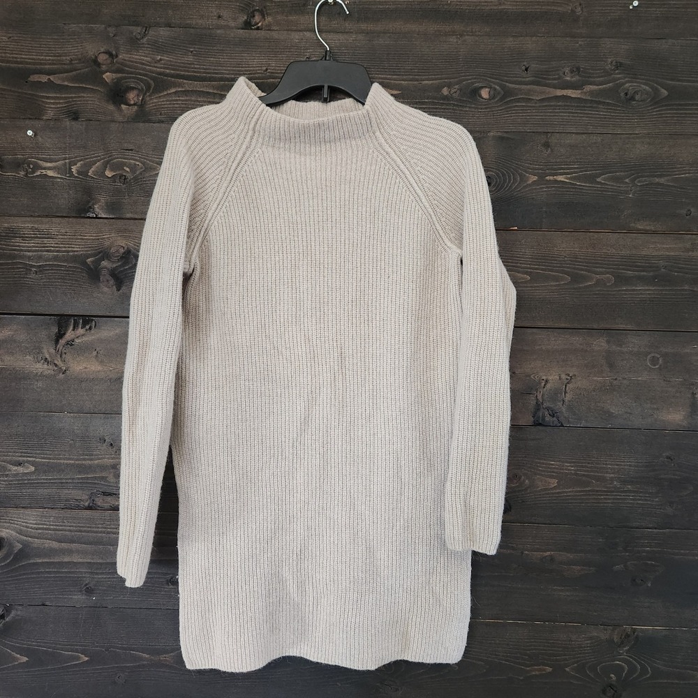 Massimo Dutti Wool Alpaca Ribbed Mock Neck Tunic Sweater Small Italian Yarn
